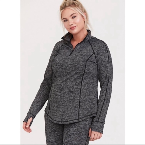 torrid Tops - Torrid Super Soft Performance Jersey Half Zip Active Pullover Medium 00 Black